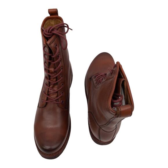 Frye Veronica Combat Boots  Leather Lace Up Heeled Red Clay Women's  8.5 - Picture 8 of 13
